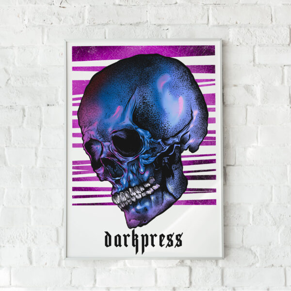 Darkpress_Blue skull - plakát - saját szöveggel